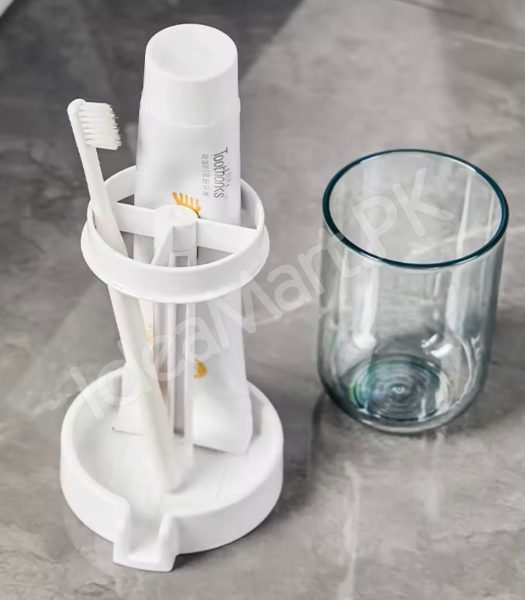 dustproof-toothbrush-holder-with-protective-cover-stand-alone-toothpaste-storage-rack-multi-slot-countertop-bathroom-vanity-organizer-product-image