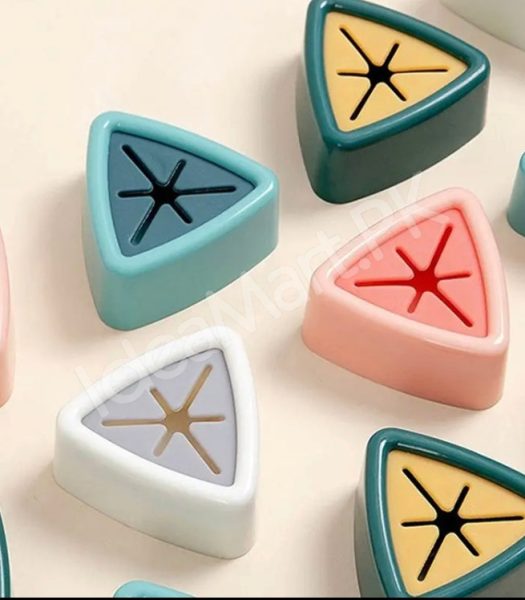 set-of-4-multi-color-triangle-adhesive-towel-clip-holder-wall-mounted-self-gripping-cloth-hook-for-kitchen-bathroom-storage-product-image