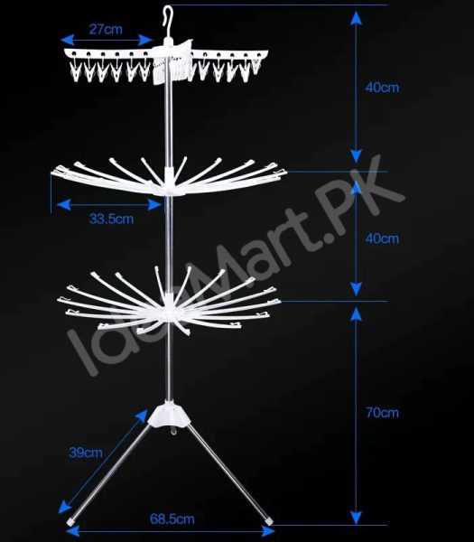 3-tier-horse-clothes-drying-rack-with-360-rotating-tripod-base-foldable-stainless-steel-laundry-airer-stand-for-indoor-outdoor-balcony-clothing-storage-product-image