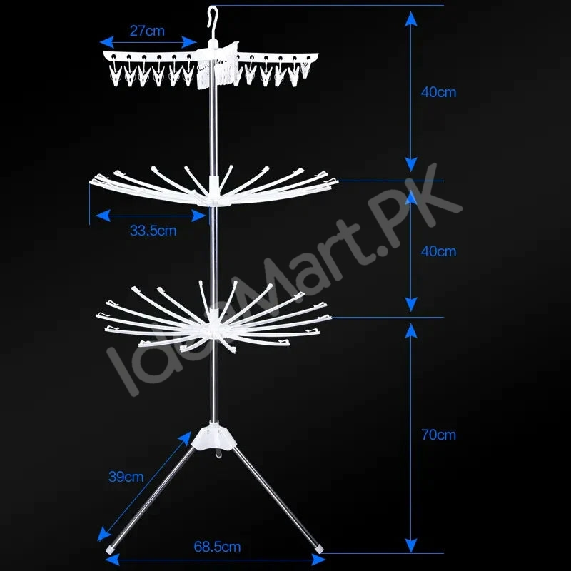 3-tier-horse-clothes-drying-rack-with-360-rotating-tripod-base-foldable-stainless-steel-laundry-airer-stand-for-indoor-outdoor-balcony-clothing-storage-product-image