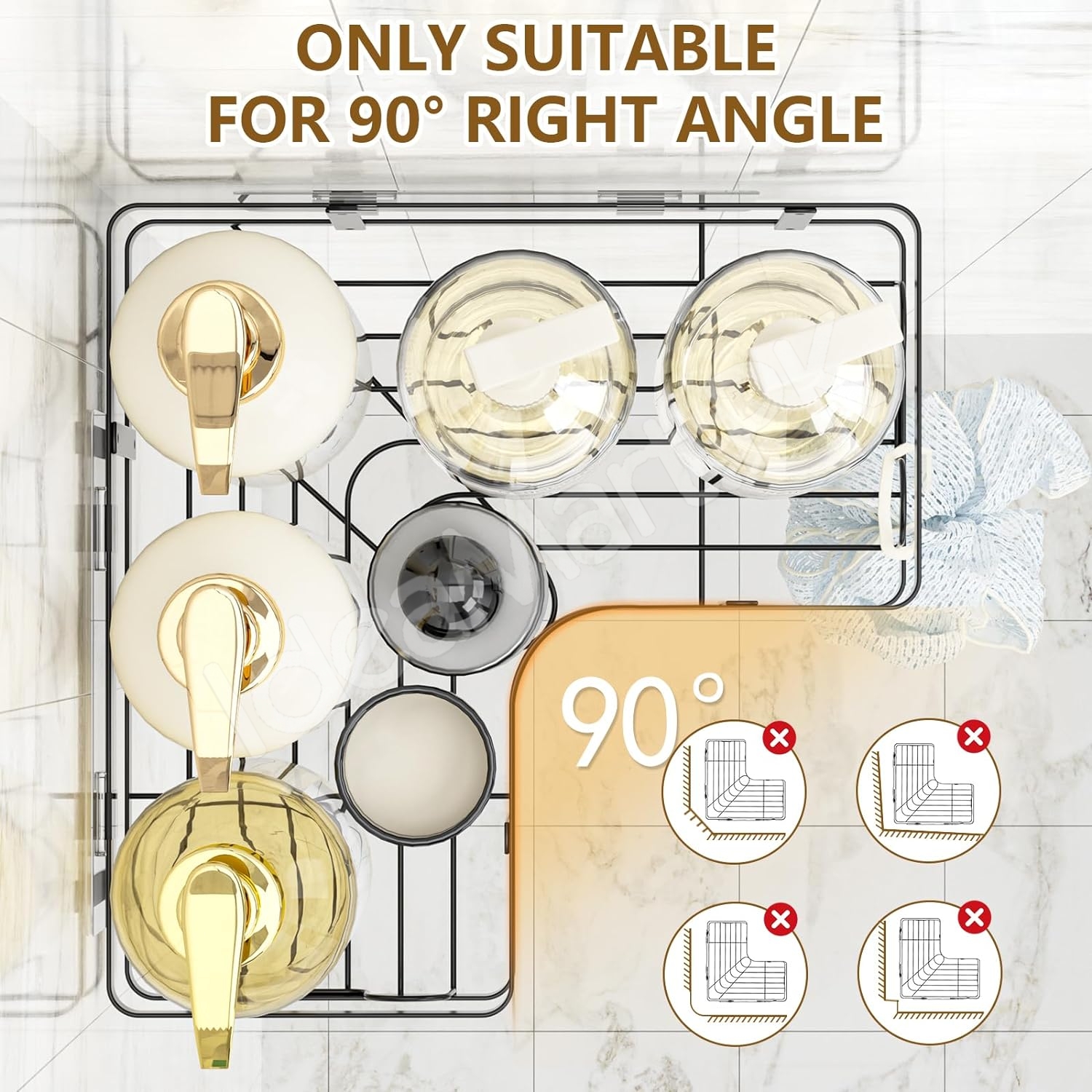 5-piece-black-metal-wire-shower-caddy-organizer-set-adhesive-corner-shelves-rectangular-racks-for-wall-mounted-bathroom-storage-product-image