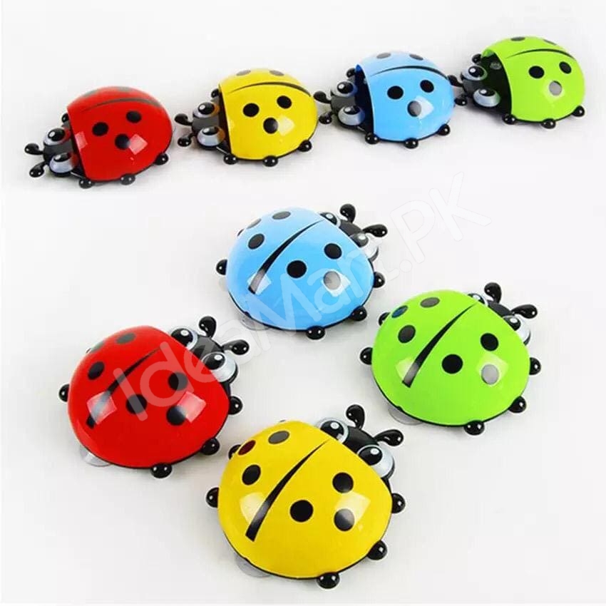 cute-ladybug-design-suction-cup-wall-mount-toothbrush-and-toothpaste-organizer-for-kids-bathroom-storage-product-image