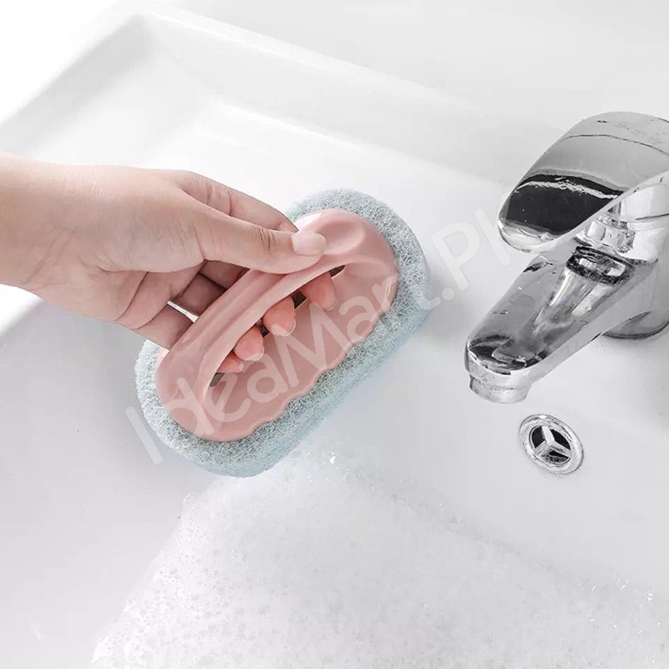 handheld-plastic-scrub-brush-with-non-scratch-scouring-sponge-for-heavy-duty-kitchen-sink-and-bathroom-cleaning-product-image