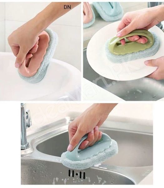 handheld-plastic-scrub-brush-with-non-scratch-scouring-sponge-for-heavy-duty-kitchen-sink-and-bathroom-cleaning-product-image