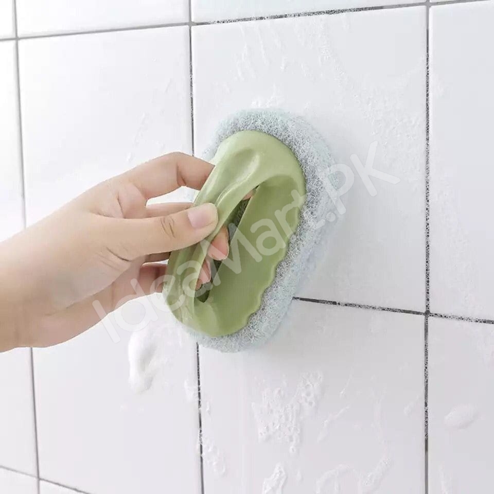 handheld-plastic-scrub-brush-with-non-scratch-scouring-sponge-for-heavy-duty-kitchen-sink-and-bathroom-cleaning-product-image