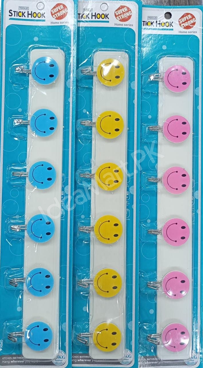 colorful-smiley-wall-hooks-self-adhesive-plastic-hanging-hooks-for-bathroom-kitchen-door-coat-towel-product-image