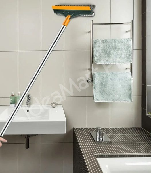 3-in-1-v-shape-stiff-bristle-scrub-brush-with-long-adjustable-handle-scraper-for-floor-grout-wall-cleaning-product-image