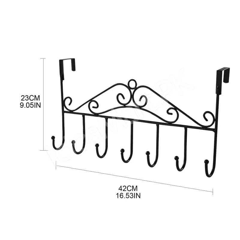 wrought-iron-style-over-the-door-hanger-with-multiple-hooks-for-coats-hats-towels-and-bags-product-image
