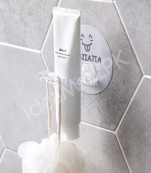 adhesive-bathroom-acrylic-toothbrush-holder-and-toothpaste-organizer-rack-with-multi-slot-wall-mount-design-product-image
