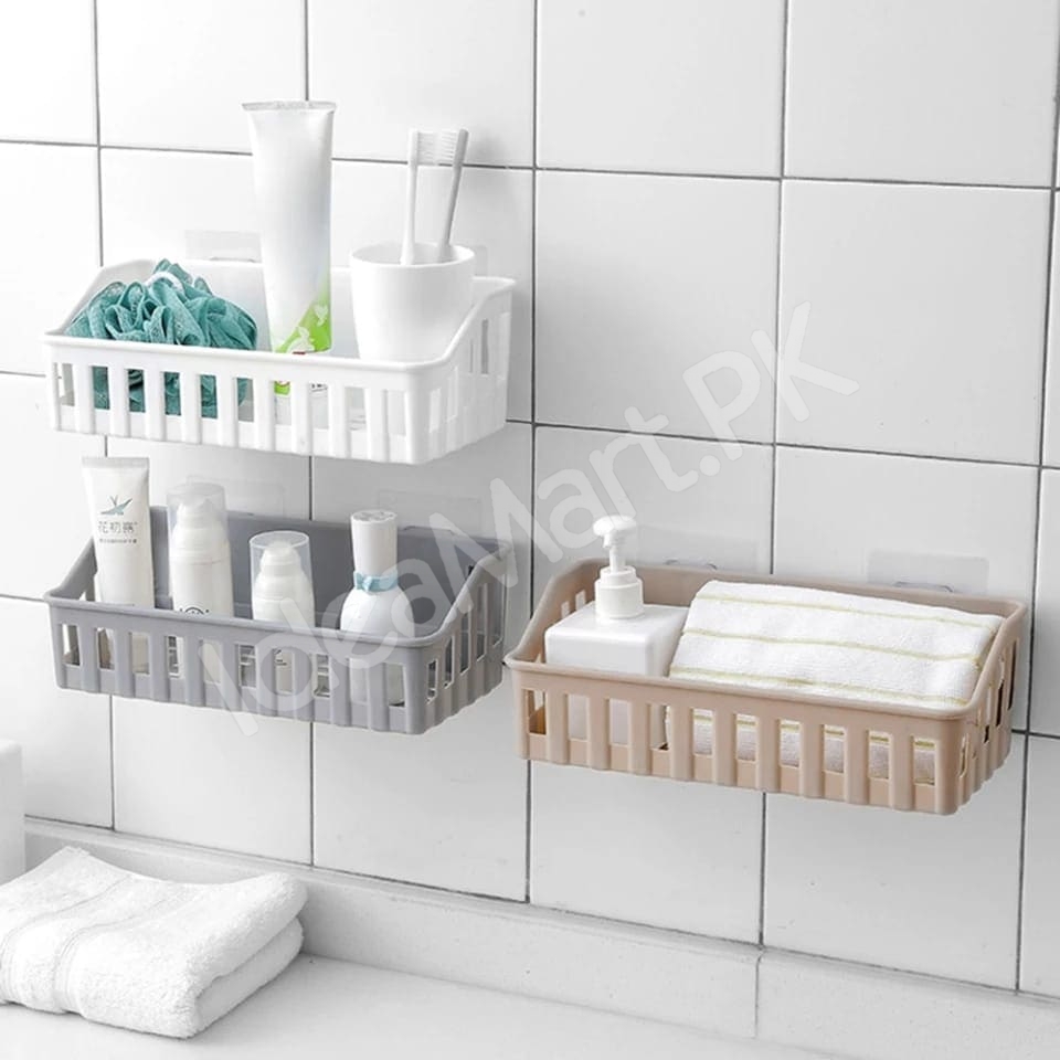 no-drill-adhesive-plastic-bathroom-shower-shelf-kitchen-storage-basket-organizer-for-shampoo-soap-cosmetics-toiletries-product-image