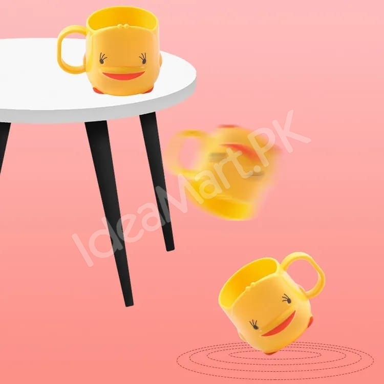yellow-cartoon-duck-shaped-plastic-cup-with-handle-multi-purpose-kids-bathroom-tumbler-toothbrush-holder-product-image