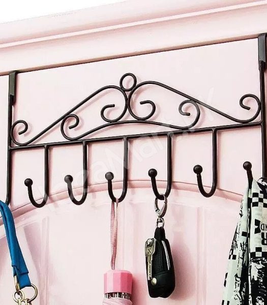 wrought-iron-style-over-the-door-hanger-with-multiple-hooks-for-coats-hats-towels-and-bags-product-image