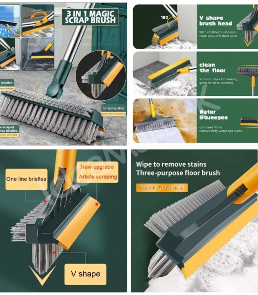 3-in-1-v-shape-stiff-bristle-scrub-brush-with-long-adjustable-handle-scraper-for-floor-grout-wall-cleaning-product-image