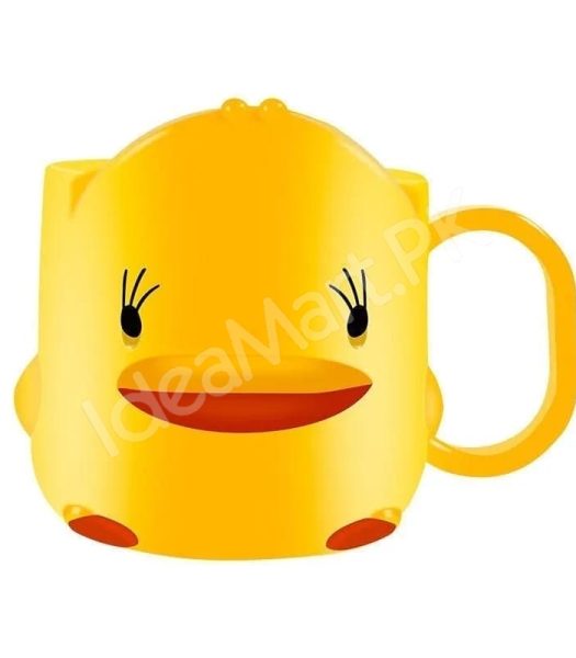 yellow-cartoon-duck-shaped-plastic-cup-with-handle-multi-purpose-kids-bathroom-tumbler-toothbrush-holder-product-image