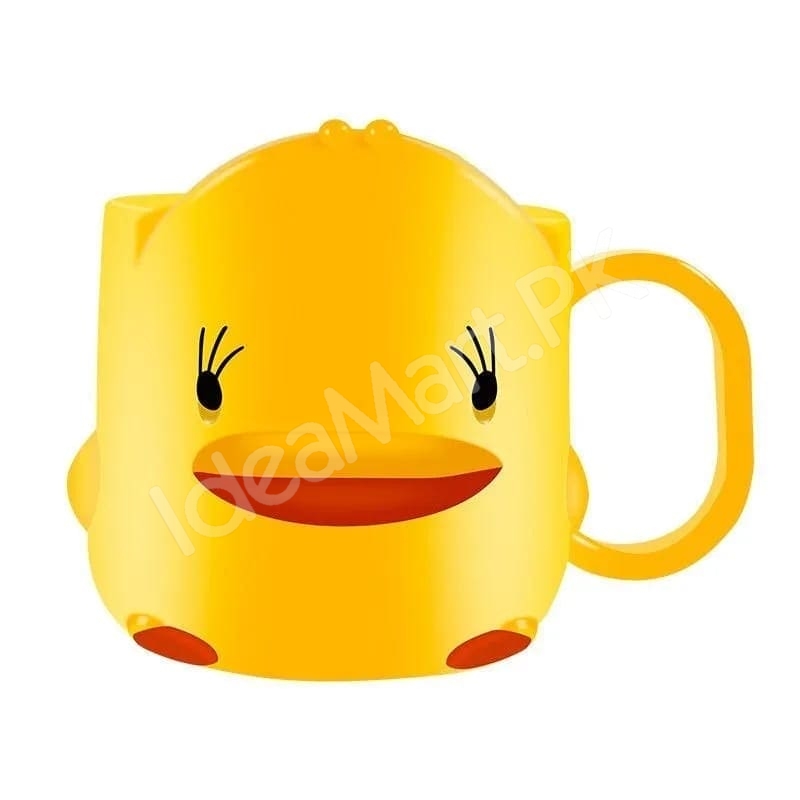 yellow-cartoon-duck-shaped-plastic-cup-with-handle-multi-purpose-kids-bathroom-tumbler-toothbrush-holder-product-image