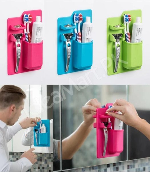 silicone-wall-mounted-holder-multifunctional-organizer-for-toothbrush-shaver-razor-and-bathroom-essentials-product-image