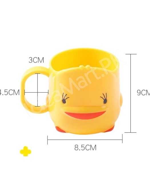 yellow-cartoon-duck-shaped-plastic-cup-with-handle-multi-purpose-kids-bathroom-tumbler-toothbrush-holder-product-image
