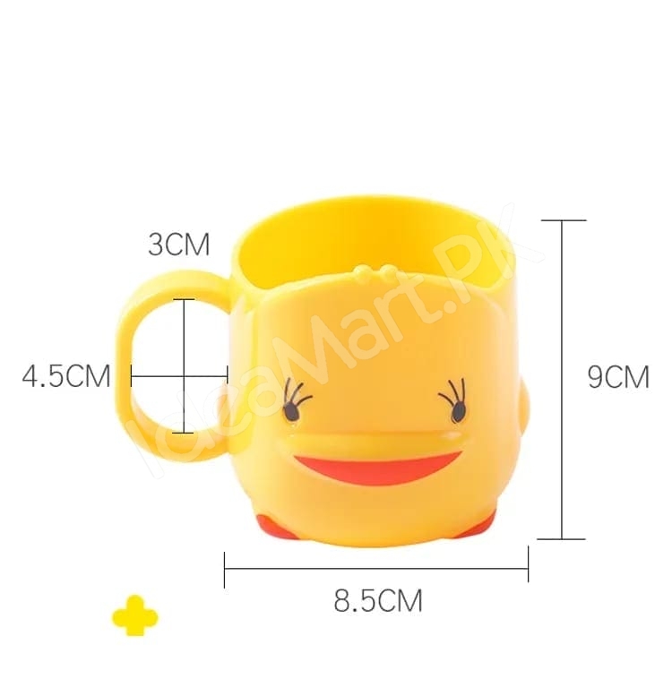 yellow-cartoon-duck-shaped-plastic-cup-with-handle-multi-purpose-kids-bathroom-tumbler-toothbrush-holder-product-image