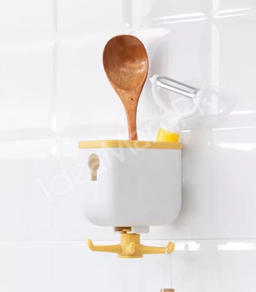 wall-mounted-360-rotating-storage-rack-with-claw-hook-multipurpose-organizer-for-bathroom-kitchen-cabinet-and-home-essentials-product-image