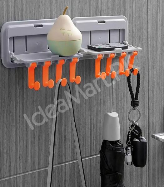 plastic-wall-mounted-kitchen-bathroom-organizer-rack-with-5-hooks-multi-purpose-storage-shelf-brush-towel-utensil-holder-product-image
