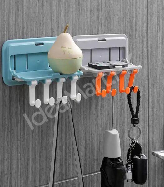 plastic-wall-mounted-kitchen-bathroom-organizer-rack-with-5-hooks-multi-purpose-storage-shelf-brush-towel-utensil-holder-product-image