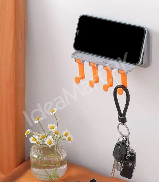 plastic-wall-mounted-kitchen-bathroom-organizer-rack-with-5-hooks-multi-purpose-storage-shelf-brush-towel-utensil-holder-product-image
