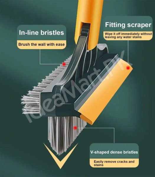 3-in-1-v-shape-stiff-bristle-scrub-brush-with-long-adjustable-handle-scraper-for-floor-grout-wall-cleaning-product-image