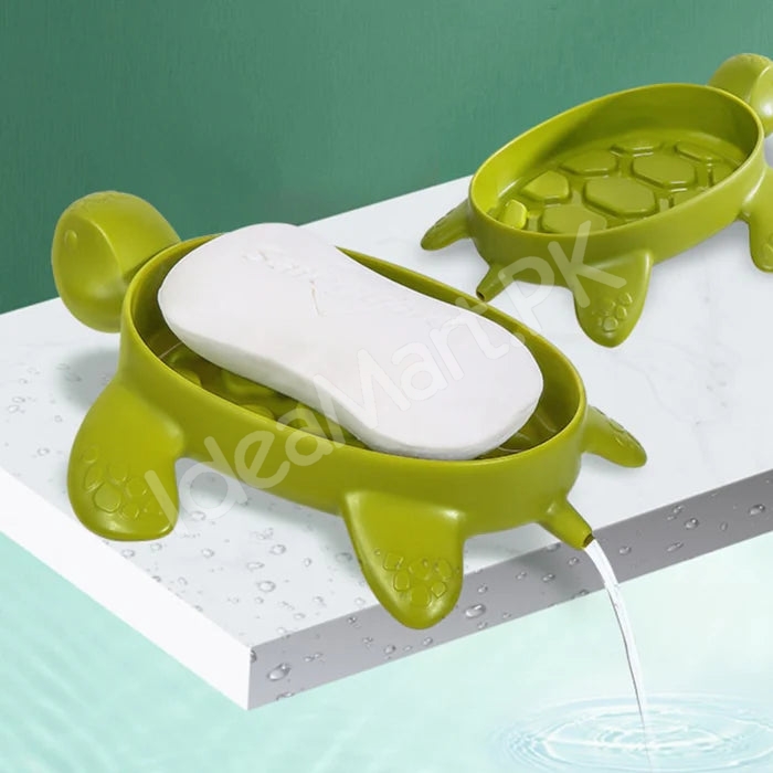 cute-green-slotted-turtle-soap-holder-dish-bathroom-countertop-shower-bar-drainer-product-image