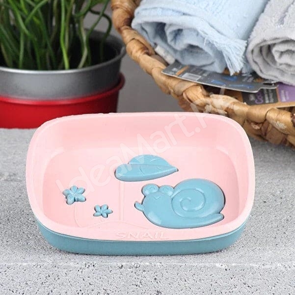 set-of-4-double-layered-snail-design-plastic-soap-dish-for-bathroom-kitchen-countertop-with-self-draining-quick-dry-feature-product-image